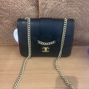 Chanel Black Quilted Crossbody with Gold Chain